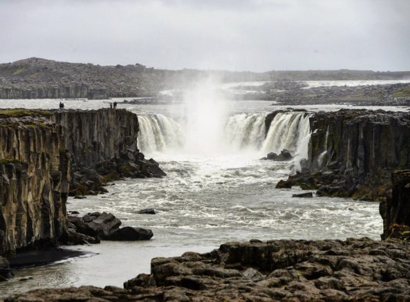 Selfoss spanning the canyon, with columnar basalt in the foreground